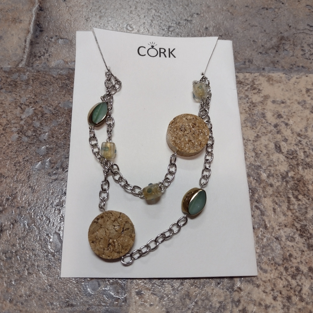 Handmade cork boho necklace NEW